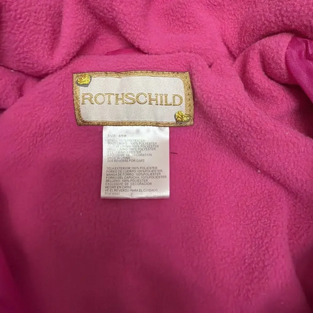 Rothschild Baby Girls Pink Hooded Floral Snowsuit Sz 6/9M Winter Bunting Coat